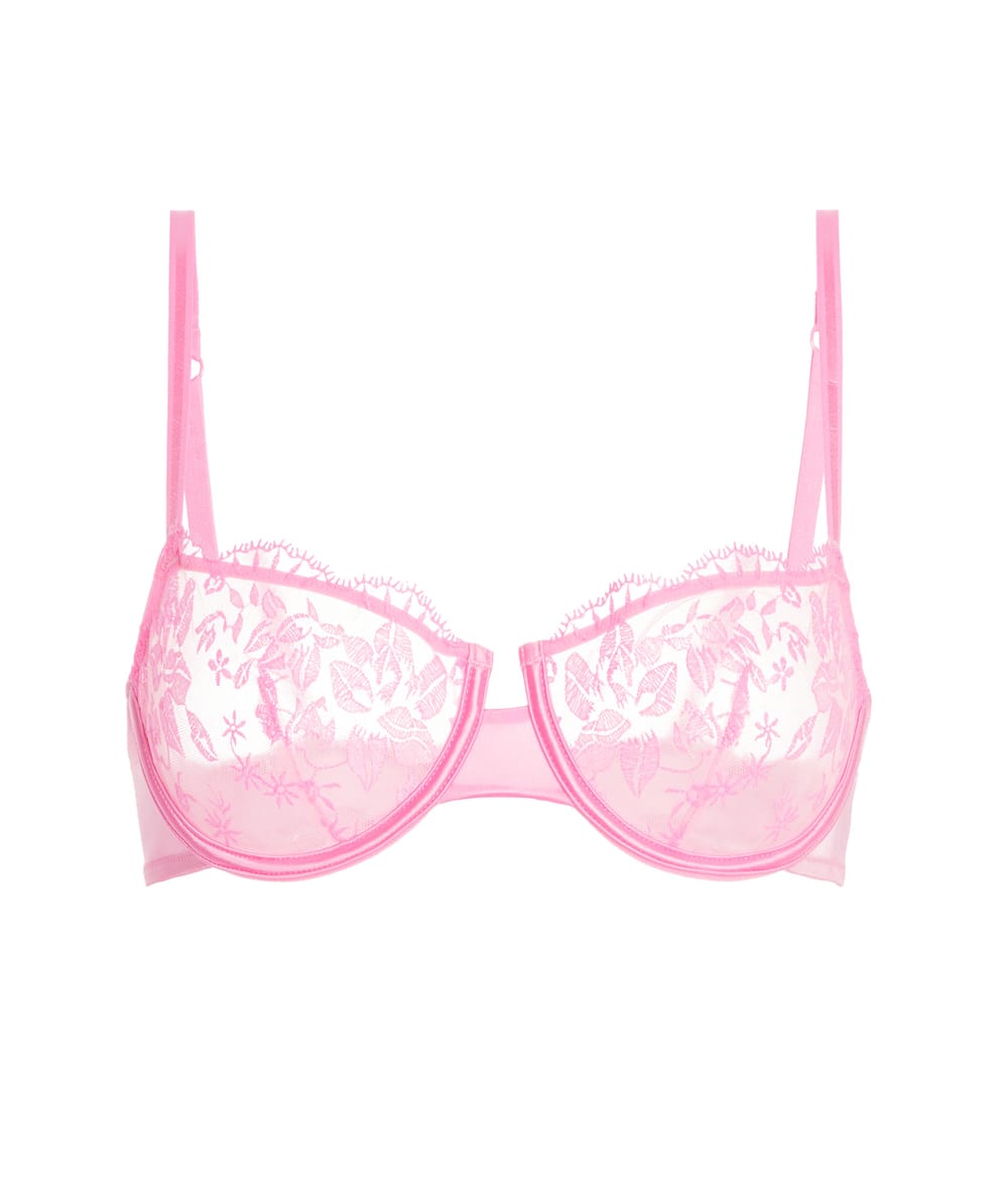 Embroidered balconette bra;