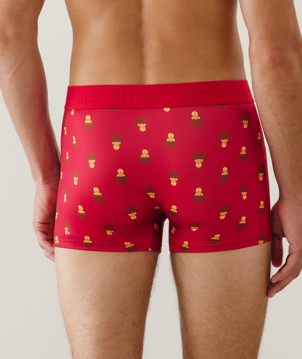 Boxer in microvezel met koekjespatroon;