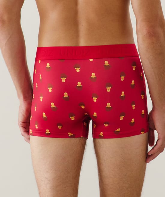 Boxer in microvezel met koekjespatroon;