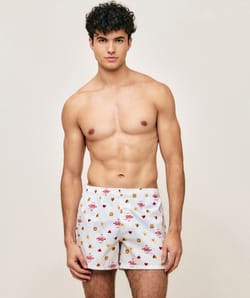 Cale&ccedil;on en coton motifs c&oelig;urs et breakfast;