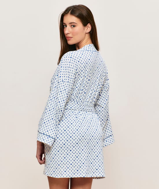 Ribbed jersey kimono with summer pattern;