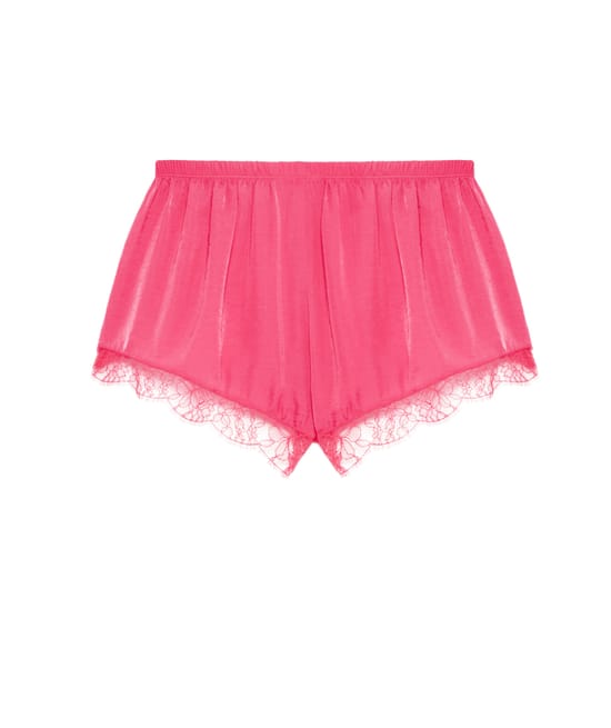 Satin and lace shorts;