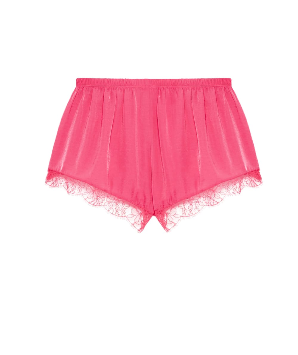 Satijnen short met kant;
