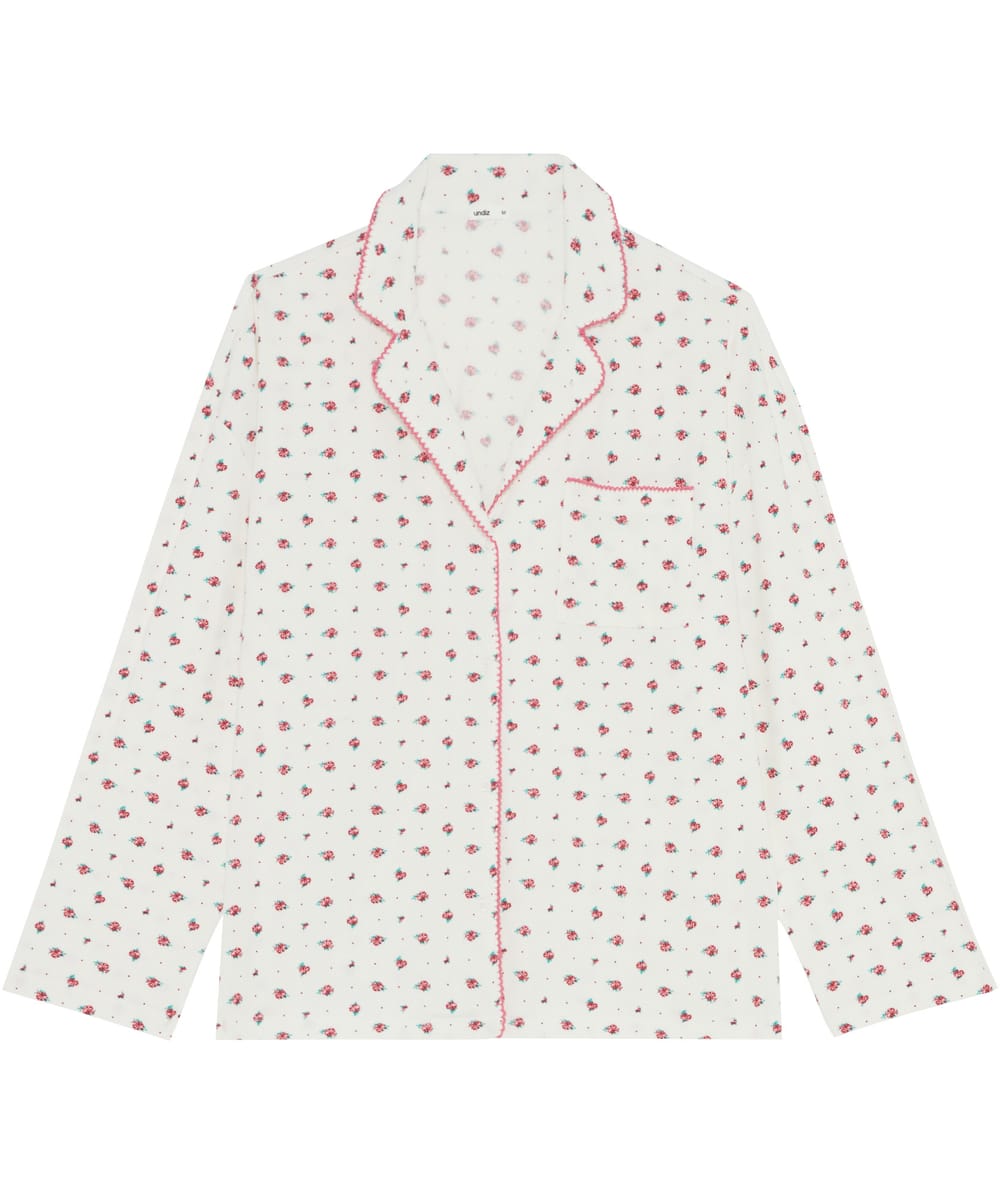 Ribbed jersey shirt with floral patterns;
