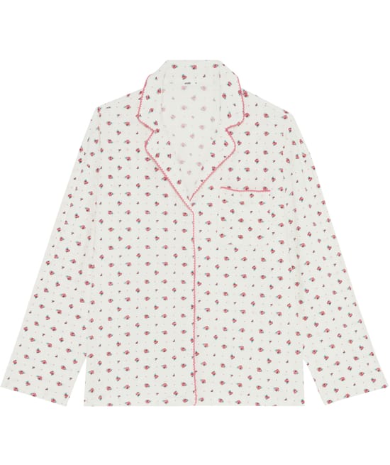 Ribbed jersey shirt with floral patterns;