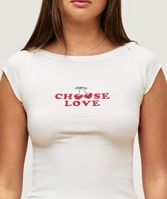 Jersey top with embroidery 'Choose love';