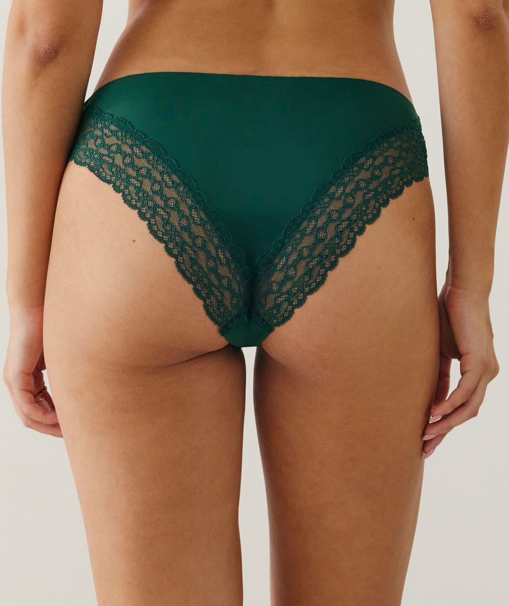 Culotte en microfibre et dentelle;