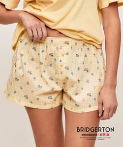 Short en coton vichy avec motifs Bridgerton;