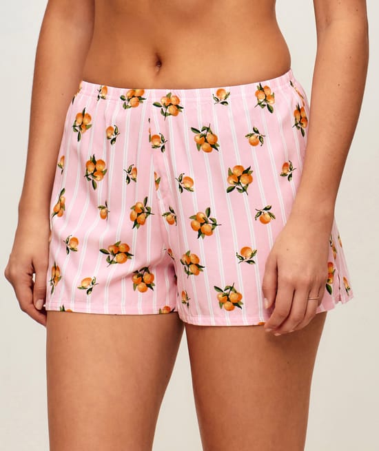 Short &agrave; rayures motifs oranges;