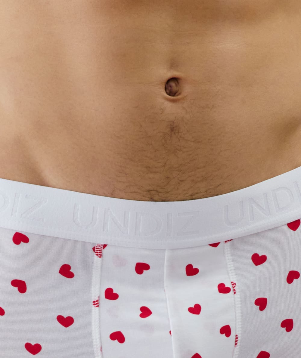 Boxer long en coton motifs coeurs;