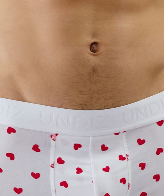 Boxer long en coton motifs coeurs;