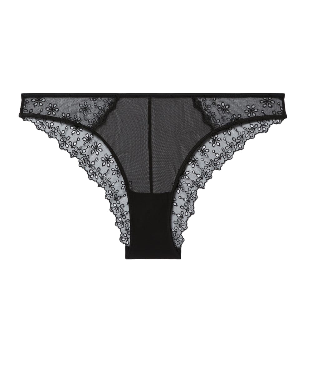 Brief in mesh with embroidery;