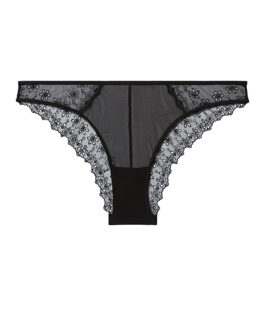 Brief in mesh with embroidery;