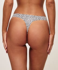 Leopard print microfibre thong;