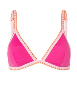 Triangle top with crochet trim;