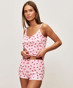 Cherry print jersey shorts;