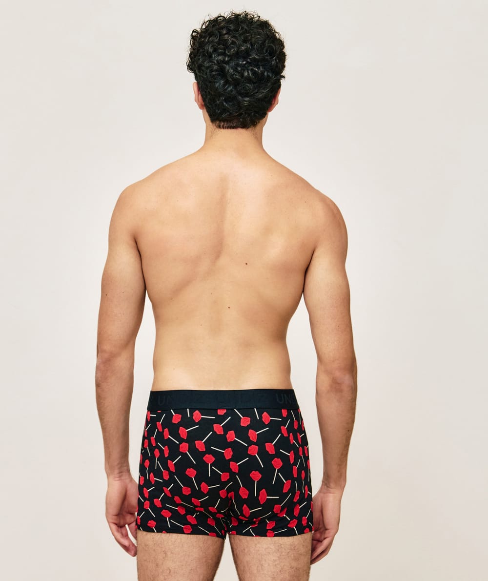 Cotton boxer shorts with lollipop pattern;
