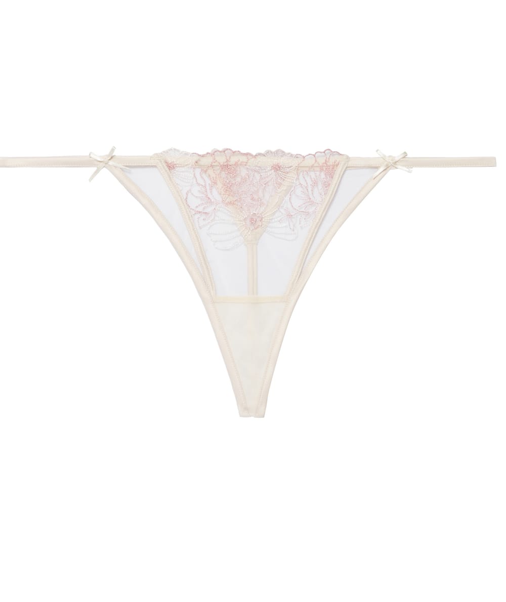 Lace and embroidery thong;