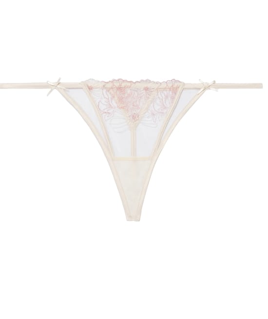 Lace and embroidery thong;