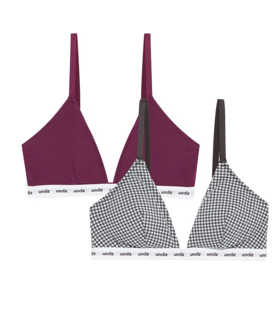 Pack of 2 cotton triangle bra tops;