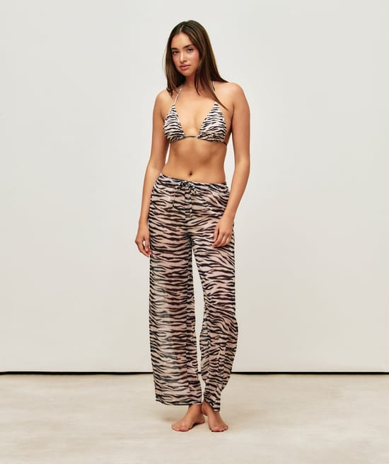 Pantalon &agrave; motif z&egrave;bre;