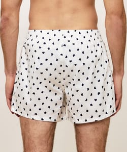 Cotton boxer shorts with heart pattern;