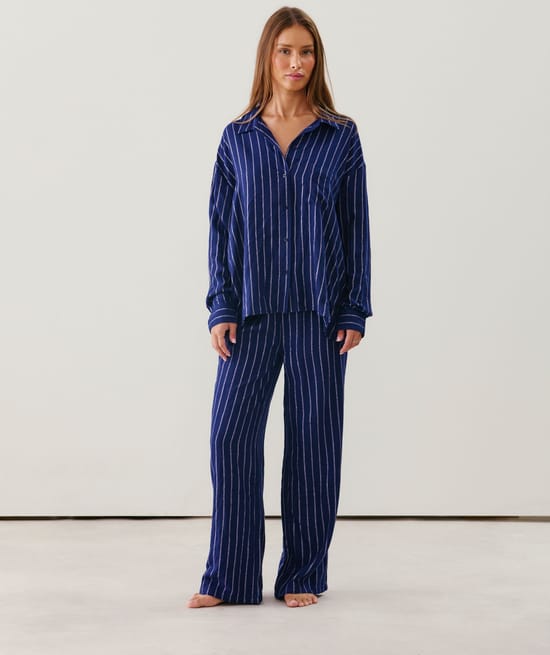 Pantalon en flanelle à rayures;
