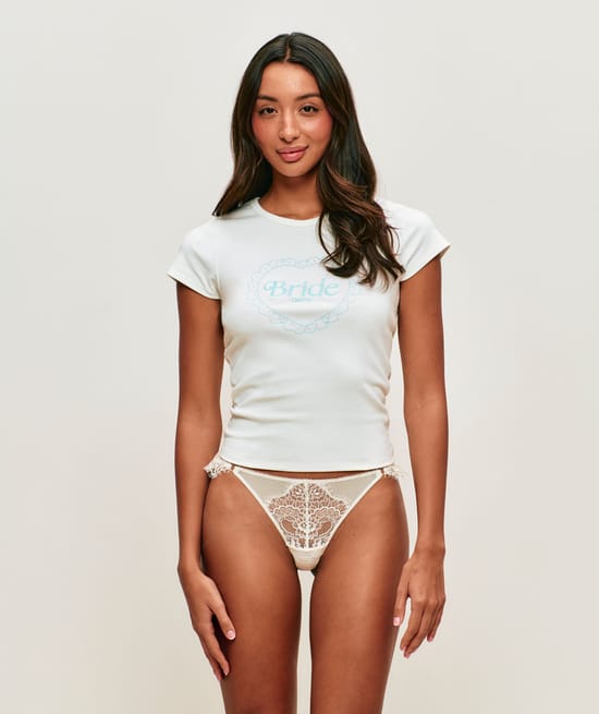 Short sleeve jersey T-shirt embroidery Bride sequins;