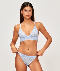 Soutien-gorge triangle en dentelle et broderie florale;