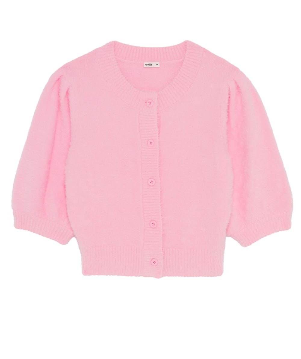 Fluffy knit cardigan;