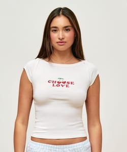 Jersey top with embroidery 'Choose love';