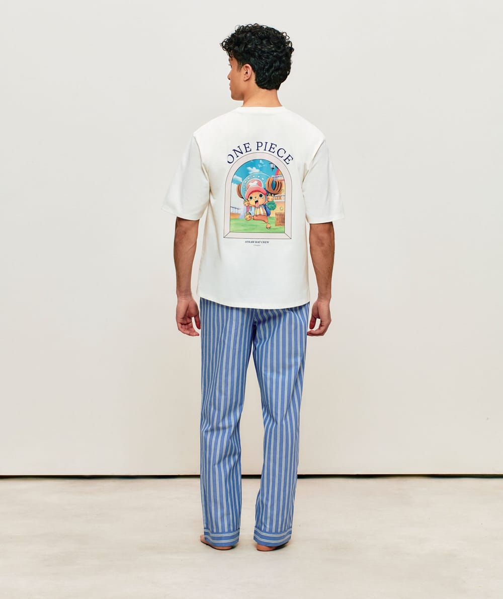 Striped cotton pants;