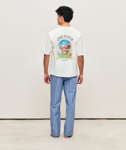 Striped cotton pants;