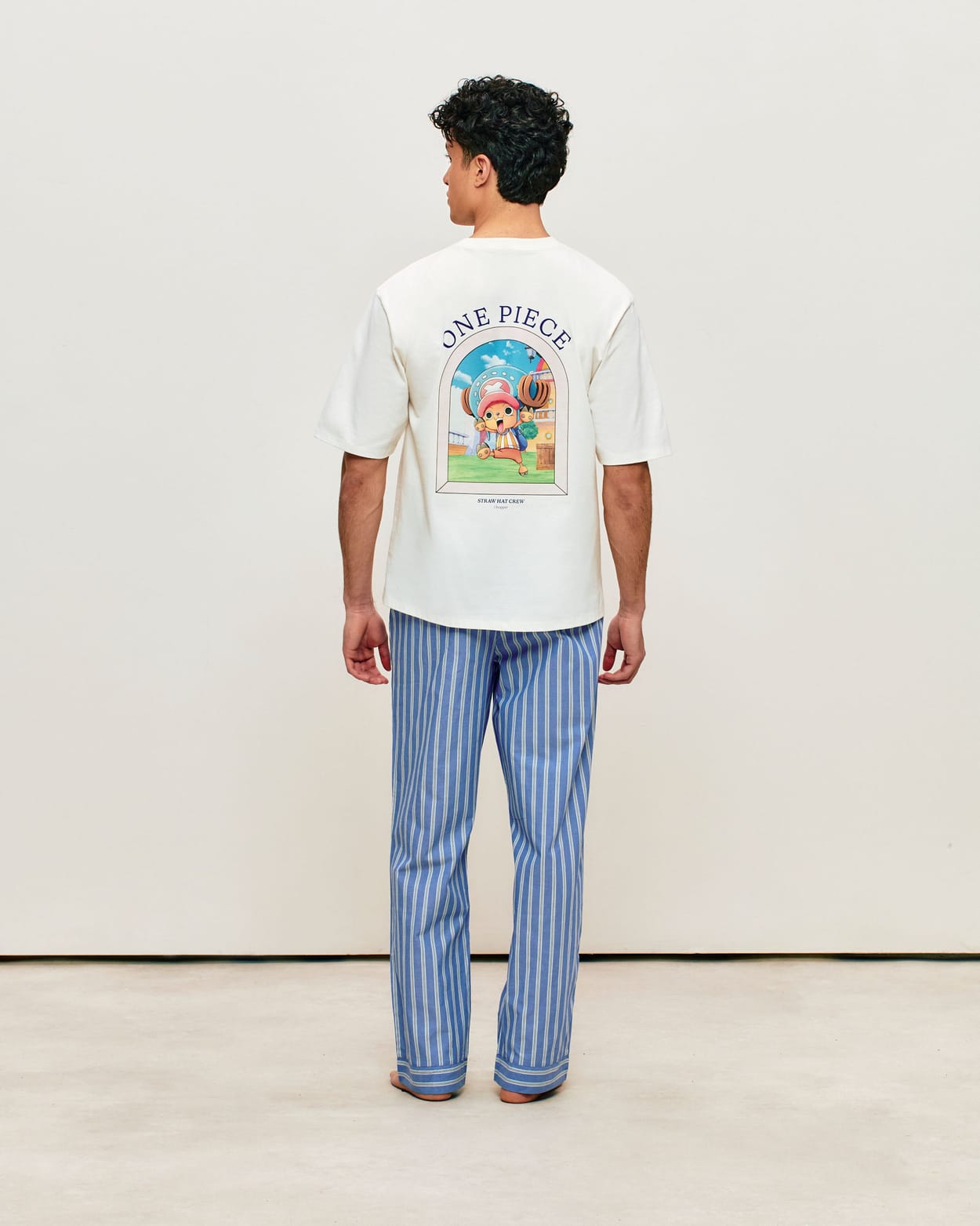 Striped cotton pants;