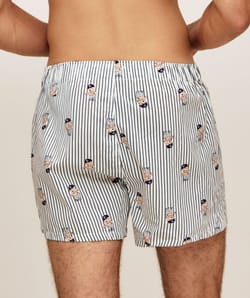 Striped cotton boxer shorts with bear patterns;