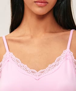 Jersey pajama set with lace;