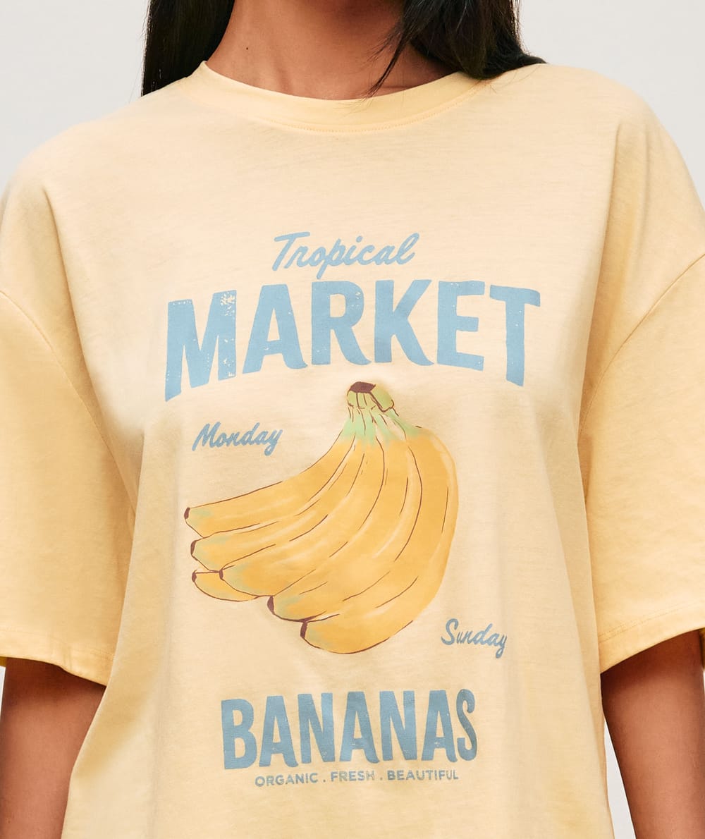 Jersey set with Tropical Market print;