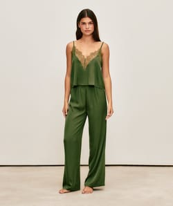 Satin pants;