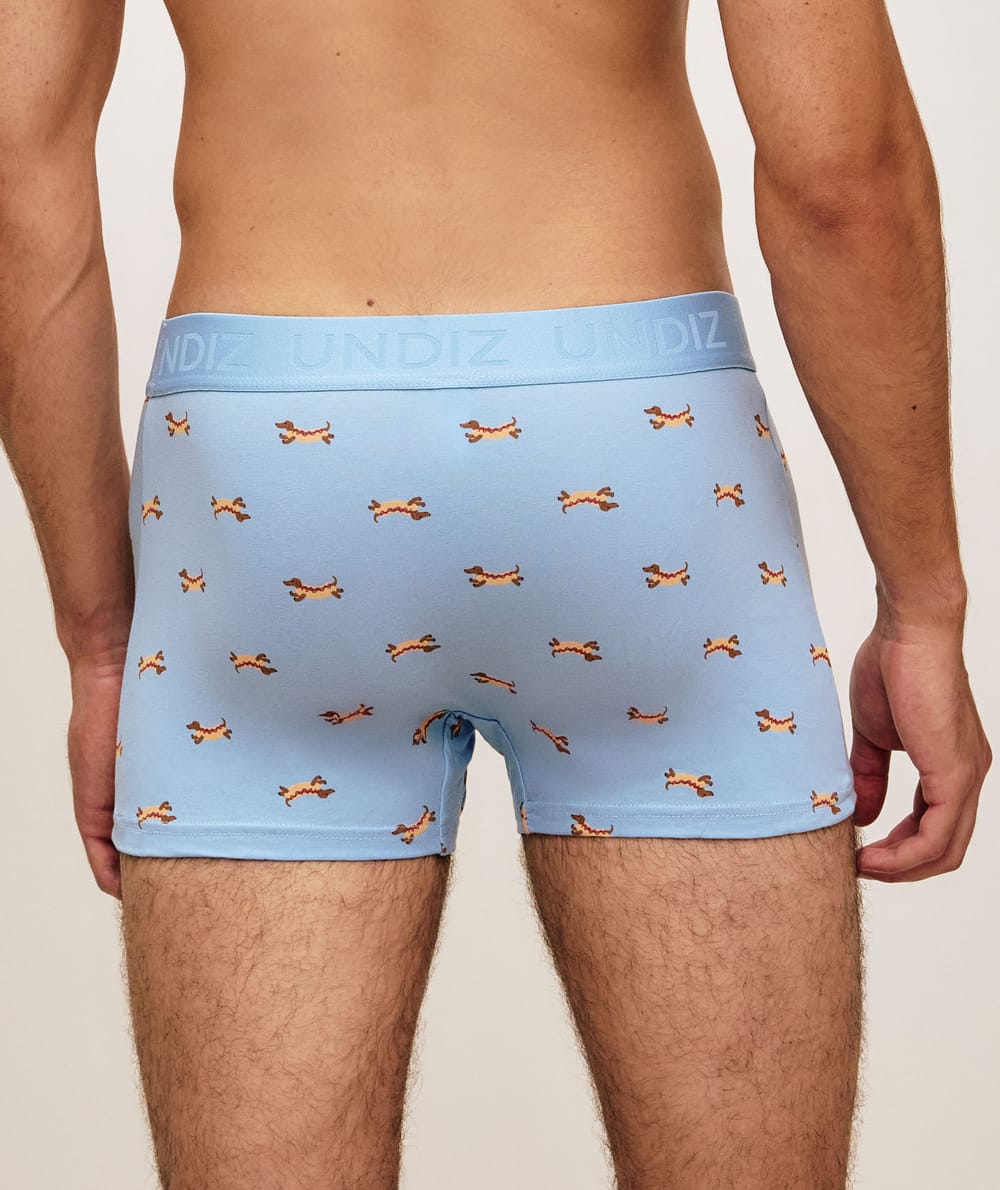 Printed cotton boxers with dachshunds;