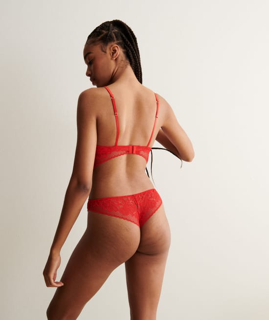 Floral lace tanga briefs;