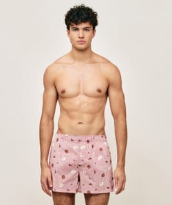 Cotton boxer shorts with foodie patterns;