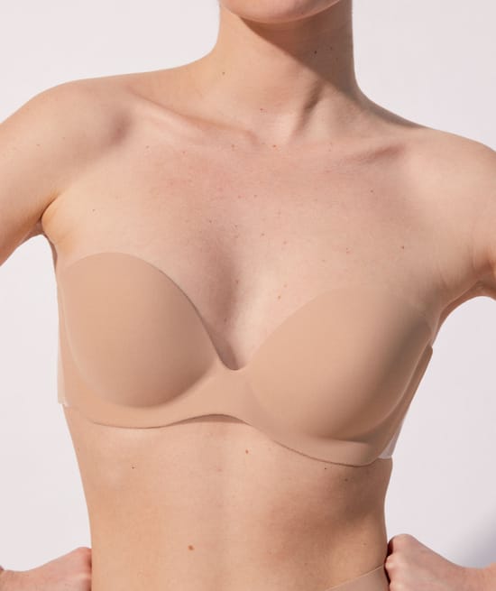 Strapless push-up bandeau bra;