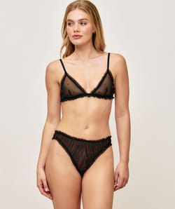 Soutien-gorge triangle en tulle motifs c&oelig;urs;