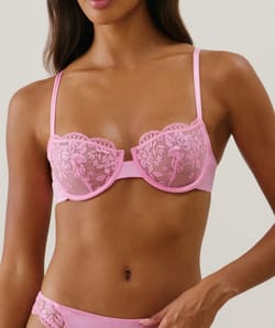 Embroidered balconette bra;