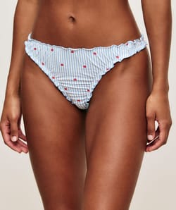Cotton thong with kiss pattern;