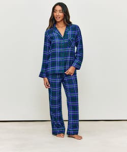 Checked flannel trousers;