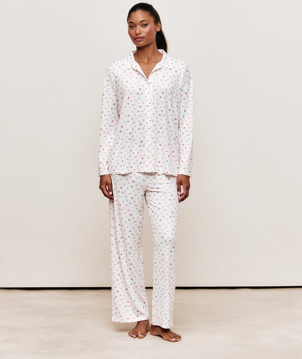 Patterned jersey pajama set;