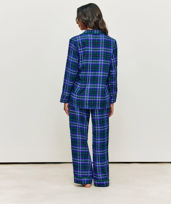Checked flannel trousers;