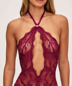 Lace backless bodysuit;