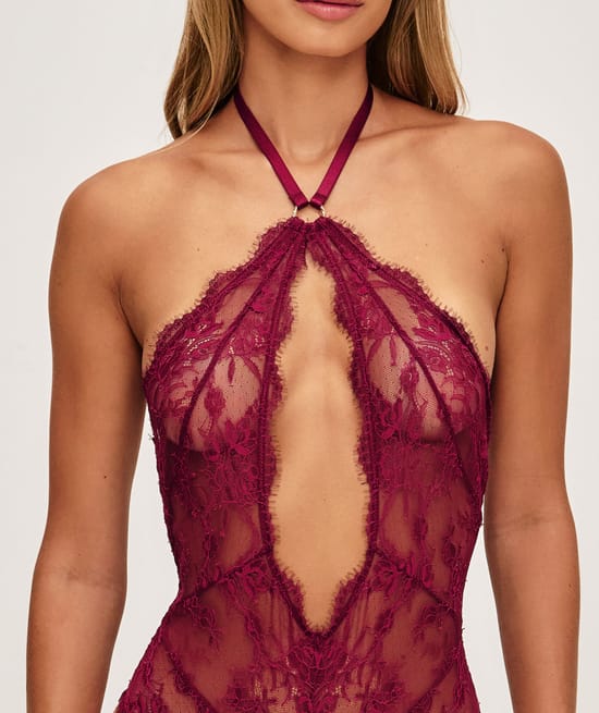 Lace backless bodysuit;